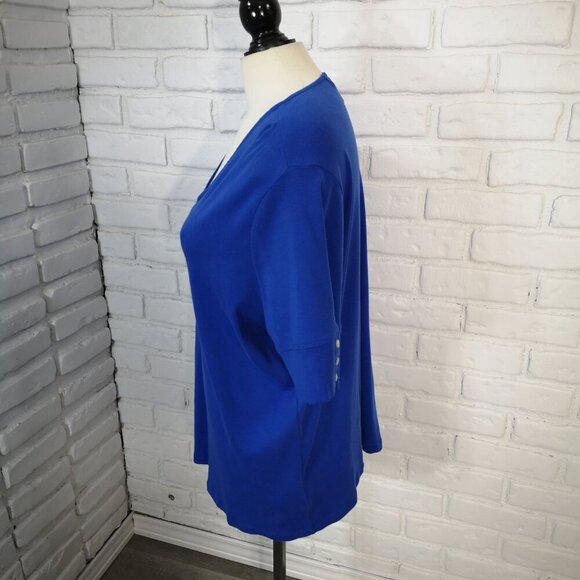 Lauren Ralph Lauren Ladies Size 3X Royal Blue V-neck Short Sleeves T-shirt - Picture 4 of 11